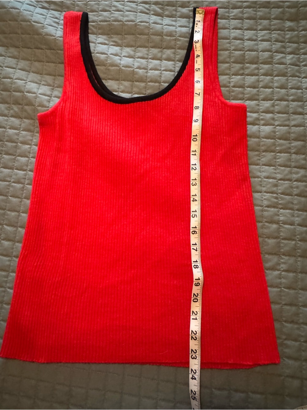Red Ribbed Scoop Neck Tank Top 100%wool - Picture 3 of 4